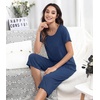 image:imageWiWi Pajamas for Women Super Soft Pajama Sets Cooling Short Sleeve Top Capri Pants Viscose from Bamboo Sleepwear Pjs S4XAink Blue