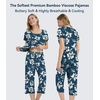 image:imageWiWi Pajamas for Women Super Soft Pajama Sets Cooling Short Sleeve Top Capri Pants Viscose from Bamboo Sleepwear Pjs S4XAink Blue Floral