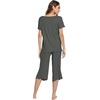 image:imageWiWi Pajamas for Women Super Soft Pajama Sets Cooling Short Sleeve Top Capri Pants Viscose from Bamboo Sleepwear Pjs S4XAiron Grey