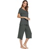 image:imageWiWi Pajamas for Women Super Soft Pajama Sets Cooling Short Sleeve Top Capri Pants Viscose from Bamboo Sleepwear Pjs S4XAiron Grey