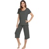 image:imageWiWi Pajamas for Women Super Soft Pajama Sets Cooling Short Sleeve Top Capri Pants Viscose from Bamboo Sleepwear Pjs S4XAiron Grey
