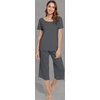 image:imageWiWi Pajamas for Women Super Soft Pajama Sets Cooling Short Sleeve Top Capri Pants Viscose from Bamboo Sleepwear Pjs S4XAiron Grey