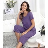 image:imageWiWi Pajamas for Women Super Soft Pajama Sets Cooling Short Sleeve Top Capri Pants Viscose from Bamboo Sleepwear Pjs S4XAlavender