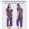 image:imageWiWi Pajamas for Women Super Soft Pajama Sets Cooling Short Sleeve Top Capri Pants Viscose from Bamboo Sleepwear Pjs S4XAlavender
