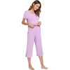 image:imageWiWi Pajamas for Women Super Soft Pajama Sets Cooling Short Sleeve Top Capri Pants Viscose from Bamboo Sleepwear Pjs S4XAlight Purple
