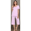 image:imageWiWi Pajamas for Women Super Soft Pajama Sets Cooling Short Sleeve Top Capri Pants Viscose from Bamboo Sleepwear Pjs S4XAlight Purple