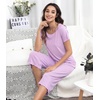 image:imageWiWi Pajamas for Women Super Soft Pajama Sets Cooling Short Sleeve Top Capri Pants Viscose from Bamboo Sleepwear Pjs S4XAlight Purple