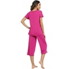 image:imageWiWi Pajamas for Women Super Soft Pajama Sets Cooling Short Sleeve Top Capri Pants Viscose from Bamboo Sleepwear Pjs S4XAmagenta