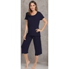 image:imageWiWi Pajamas for Women Super Soft Pajama Sets Cooling Short Sleeve Top Capri Pants Viscose from Bamboo Sleepwear Pjs S4XAnavy