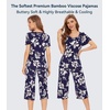 image:imageWiWi Pajamas for Women Super Soft Pajama Sets Cooling Short Sleeve Top Capri Pants Viscose from Bamboo Sleepwear Pjs S4XAnavy Floral