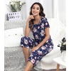 image:imageWiWi Pajamas for Women Super Soft Pajama Sets Cooling Short Sleeve Top Capri Pants Viscose from Bamboo Sleepwear Pjs S4XAnavyPeony