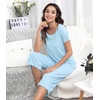 image:imageWiWi Pajamas for Women Super Soft Pajama Sets Cooling Short Sleeve Top Capri Pants Viscose from Bamboo Sleepwear Pjs S4XApale Blue