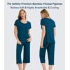 image:imageWiWi Pajamas for Women Super Soft Pajama Sets Cooling Short Sleeve Top Capri Pants Viscose from Bamboo Sleepwear Pjs S4XApeacock Blue