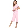 image:imageWiWi Pajamas for Women Super Soft Pajama Sets Cooling Short Sleeve Top Capri Pants Viscose from Bamboo Sleepwear Pjs S4XApink