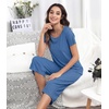 image:imageWiWi Pajamas for Women Super Soft Pajama Sets Cooling Short Sleeve Top Capri Pants Viscose from Bamboo Sleepwear Pjs S4XAprussian Blue