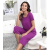 image:imageWiWi Pajamas for Women Super Soft Pajama Sets Cooling Short Sleeve Top Capri Pants Viscose from Bamboo Sleepwear Pjs S4XApurple