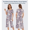 image:imageWiWi Pajamas for Women Super Soft Pajama Sets Cooling Short Sleeve Top Capri Pants Viscose from Bamboo Sleepwear Pjs S4XApurpleFloral