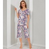 image:imageWiWi Pajamas for Women Super Soft Pajama Sets Cooling Short Sleeve Top Capri Pants Viscose from Bamboo Sleepwear Pjs S4XApurpleFloral