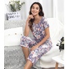 image:imageWiWi Pajamas for Women Super Soft Pajama Sets Cooling Short Sleeve Top Capri Pants Viscose from Bamboo Sleepwear Pjs S4XApurpleFloral