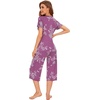 image:imageWiWi Pajamas for Women Super Soft Pajama Sets Cooling Short Sleeve Top Capri Pants Viscose from Bamboo Sleepwear Pjs S4XApurpleRose