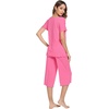 image:imageWiWi Pajamas for Women Super Soft Pajama Sets Cooling Short Sleeve Top Capri Pants Viscose from Bamboo Sleepwear Pjs S4XAraspberry Pink