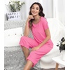 image:imageWiWi Pajamas for Women Super Soft Pajama Sets Cooling Short Sleeve Top Capri Pants Viscose from Bamboo Sleepwear Pjs S4XAraspberry Pink