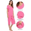 image:imageWiWi Pajamas for Women Super Soft Pajama Sets Cooling Short Sleeve Top Capri Pants Viscose from Bamboo Sleepwear Pjs S4XAraspberry Pink
