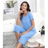 image:imageWiWi Pajamas for Women Super Soft Pajama Sets Cooling Short Sleeve Top Capri Pants Viscose from Bamboo Sleepwear Pjs S4XAsky Blue
