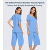 image:imageWiWi Pajamas for Women Super Soft Pajama Sets Cooling Short Sleeve Top Capri Pants Viscose from Bamboo Sleepwear Pjs S4XAsky Blue