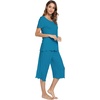 image:imageWiWi Pajamas for Women Super Soft Pajama Sets Cooling Short Sleeve Top Capri Pants Viscose from Bamboo Sleepwear Pjs S4XAteal Blue