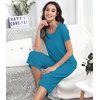 image:imageWiWi Pajamas for Women Super Soft Pajama Sets Cooling Short Sleeve Top Capri Pants Viscose from Bamboo Sleepwear Pjs S4XAteal Blue