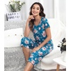 image:imageWiWi Pajamas for Women Super Soft Pajama Sets Cooling Short Sleeve Top Capri Pants Viscose from Bamboo Sleepwear Pjs S4XAteal BluePeony