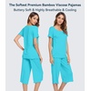 image:imageWiWi Pajamas for Women Super Soft Pajama Sets Cooling Short Sleeve Top Capri Pants Viscose from Bamboo Sleepwear Pjs S4XAturquoise