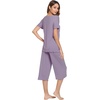 image:imageWiWi Pajamas for Women Super Soft Pajama Sets Cooling Short Sleeve Top Capri Pants Viscose from Bamboo Sleepwear Pjs S4XAviolet