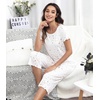 image:imageWiWi Pajamas for Women Super Soft Pajama Sets Cooling Short Sleeve Top Capri Pants Viscose from Bamboo Sleepwear Pjs S4XAwhite Stars