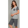 image:imageWiWi Pajamas for Women Super Soft Pajama Sets Cooling Short Sleeve Top Capri Pants Viscose from Bamboo Sleepwear Pjs S4XBiron Grey
