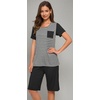 image:imageWiWi Pajamas for Women Super Soft Pajama Sets Cooling Short Sleeve Top Capri Pants Viscose from Bamboo Sleepwear Pjs S4XBstripeblack