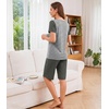 image:imageWiWi Pajamas for Women Super Soft Pajama Sets Cooling Short Sleeve Top Capri Pants Viscose from Bamboo Sleepwear Pjs S4XBstripeiron Grey