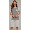 image:imageWiWi Pajamas for Women Super Soft Pajama Sets Cooling Short Sleeve Top Capri Pants Viscose from Bamboo Sleepwear Pjs S4XBstripelight Grey