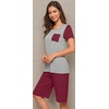 image:imageWiWi Pajamas for Women Super Soft Pajama Sets Cooling Short Sleeve Top Capri Pants Viscose from Bamboo Sleepwear Pjs S4XBwine