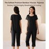 image:imageWiWi Pajamas for Women Super Soft Pajama Sets Cooling Short Sleeve Top Capri Pants Viscose from Bamboo Sleepwear Pjs S4XCblack