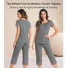 image:imageWiWi Pajamas for Women Super Soft Pajama Sets Cooling Short Sleeve Top Capri Pants Viscose from Bamboo Sleepwear Pjs S4XCdark Heather Grey