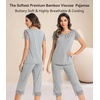 image:imageWiWi Pajamas for Women Super Soft Pajama Sets Cooling Short Sleeve Top Capri Pants Viscose from Bamboo Sleepwear Pjs S4XCheather Grey