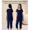image:imageWiWi Pajamas for Women Super Soft Pajama Sets Cooling Short Sleeve Top Capri Pants Viscose from Bamboo Sleepwear Pjs S4XCnavy