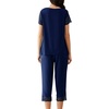 image:imageWiWi Pajamas for Women Super Soft Pajama Sets Cooling Short Sleeve Top Capri Pants Viscose from Bamboo Sleepwear Pjs S4XCnavy