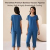 image:imageWiWi Pajamas for Women Super Soft Pajama Sets Cooling Short Sleeve Top Capri Pants Viscose from Bamboo Sleepwear Pjs S4XCprussian Blue