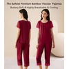 image:imageWiWi Pajamas for Women Super Soft Pajama Sets Cooling Short Sleeve Top Capri Pants Viscose from Bamboo Sleepwear Pjs S4XCwine