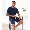 image:imageWiWi Super Soft Cooling Mens Tracksuit Set Breathable 2 Piece Jogger Outfit Modal Cotton Pullover Jogging Sweatsuits SXXLCdark Navy