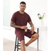 image:imageWiWi Super Soft Cooling Mens Tracksuit Set Breathable 2 Piece Jogger Outfit Modal Cotton Pullover Jogging Sweatsuits SXXLCdeep Brownish Red