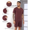 image:imageWiWi Super Soft Cooling Mens Tracksuit Set Breathable 2 Piece Jogger Outfit Modal Cotton Pullover Jogging Sweatsuits SXXLCdeep Brownish Red